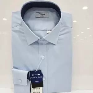 [레노마셔츠]슬림핏/스판/카라-소매 배색/긴소매 와이셔츠 RZRSLP955 BU_US