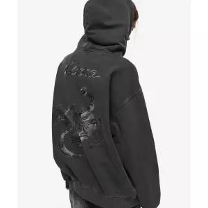 [국내정품] 꼼파뇨 후드집업 [2-WAY] 스컬 웹 피그먼트 후드 집업 스모크블랙 102587