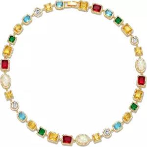 남성용 테니스 목걸이 에메랄드 루비 아쿠아마린 보석이 포함된 큐빅 지르코니아 체인 보석 금도금