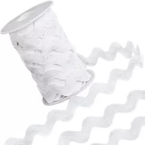 GORYCRAFT 1 롤 /2 인치 (12mm) 화이트 RIC 랙 트림 리본 12.5 야드 릭 웨이브 재봉 굽힘 프린지 꽃 만들기