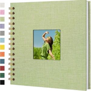 요피 린넨 커버 스크랩북 사진 앨범 8x8인치 하드커버 크래프트 화이트 페이지 포함 - 여행 결혼식 방명록