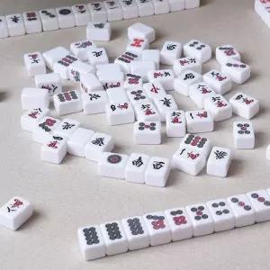 휴대용 마작 패 세트 아크릴 미니 중국 전통 게임 놀이