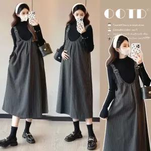 여성패션 정장 스커트 모직 미디엄 임부 빅사이즈 멜빵 +스웨터 DL4