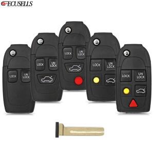 Ecusells 접이식 원격 자동차 키 쉘 케이스 커버  볼보 호환 850 960 C70 S40 S60 S70 S80 S90 V40 V70 V90