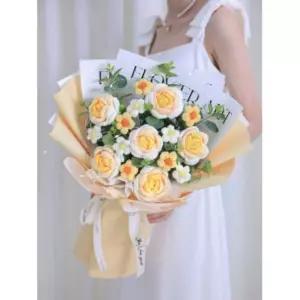 뜨개질 꽃다발 완제품 DIY 않는 손뜨개 만들기 뜨개꽃다발 선물 시들지 뜨개