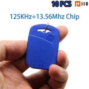 10pcs 2 In 1 듀얼 칩 주파수 RFID Keyfob 125KHz T5577 +13.56MHz UID 재기록 가능 복제 복합 액세스 제어