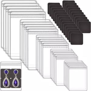 투명 플라스틱 보석 가방 세트가 포함된 Sureio 200개의 변색 방지 스트립 다양한 크기의 보관 100개 반지