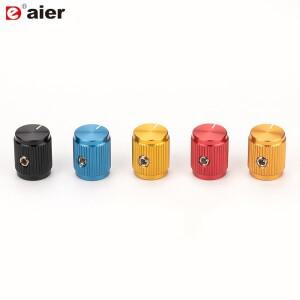 5PCS 6.35MM 기타 효과 페달 손잡이 금속 검정색 전위차계 세트 나사 1/4가있는 양극 처리 된 앰프 냄비