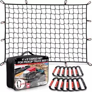 픽업 트럭 침대용 카고 네트(4 x6 ~8 x12 ) 더블 두꺼운 헤비 듀티 침대 정리 액세서리 - 12개의 메탈