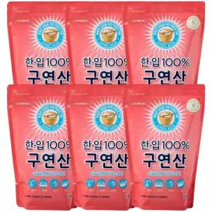 LG생활건강 한입 100% 구연산 1kg x 6개 주방 욕실 세정 세제 세척 청소