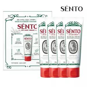 [SENTO]프라임 고불소 구취케어 치약 아쿠아민트향 120g 4개