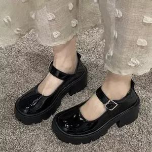 버클 포인트 통굽 펌프스힐 키높이 로퍼 구두 캐주얼 WF6163C