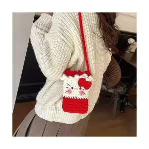 원더맨 여자 데일리룩 가방 미니백 귀여운 캐릭터 손뜨개 트렌드 마카롱 컬러 숄더백 겨울 폰 KUK4