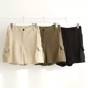 [신세계라이브쇼핑][옷자락] 여성 빅사이즈 기모 카고 숏팬츠 와이드 골덴 반바지