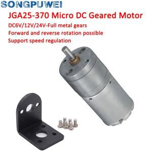 JGA25-370 미니 소형 호환 모터 DC 12 볼트 3V 6V 24V 고 토크 저속 역전 전기 감속 엔진 기어