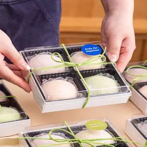 화과자 양갱 떡 포장 케이스 4구 상자 소형 일본 모찌 민트 핑크 용기 투명