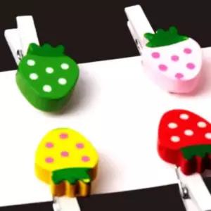 메모지집게 사무용집게 모양나무집게 딸기