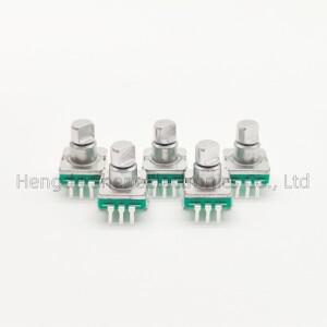 푸시 단추 스위치 포함 EC11 인코더 30 포지션 로터리 코드 5 핀 플매트 카펫 러그인 타입 10mm 하프 샤프