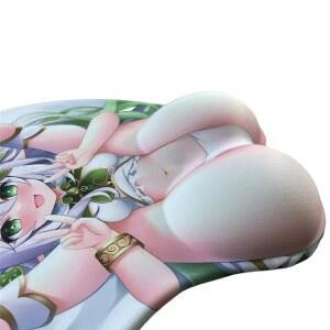 나히다 헨타이 3D 엉덩이 마우스패드 겐신 임팩트 무삭제 애니메이션 마우스 패드, 부드러운 실리콘 손목 받침대 포함 PC용 데스크 매트 (Ga POER123)