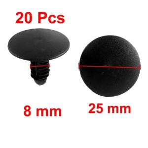20Pcs 자동 패스너 검정색 플라스틱 스플래시 가드 리벳 클립 8Mm X 19Mm 25Mm 푸시 형 범퍼