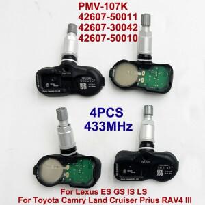 렉서스 ES GS IS LS 도요타 랜드크루저 프리우스 RAV4 III 용 4PCS PMV-107K 42607-50010 433MHZ TPMS 타이