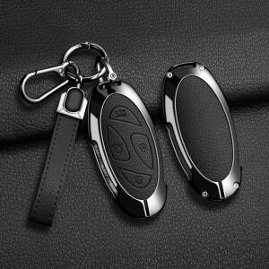 57 버튼 아연 합금 + 현대 코나 Ev Grandeur GN7 IONIQ 6  원격 키 보호 쉘용 가죽 자동차 케이스 커버