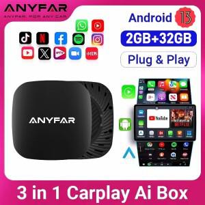 안드로이드 13 AI 박스 유선 무선 카플레이 오토 어댑터 WiFi 유튜브 넷플릭스 차량용 스마트 호환 내장 스