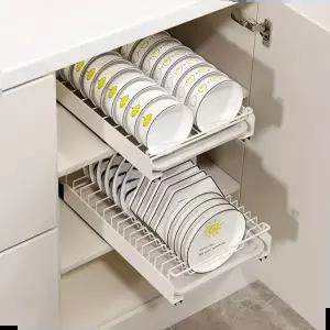 무타공 접시 그릇 슬라이딩 조리도구거치대 정리대