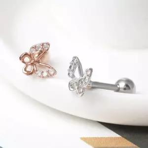 [라일리쥬얼리] Rly 써지컬 스틸 큐빅 나비 패션 피어싱 2종 택1