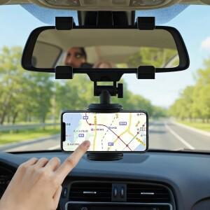 2025 차량용 휴대폰 핸드폰 거치대 - 접이식 조절 클립이 있는 후방 거울 장착 브래킷 GPS 내비게이션용