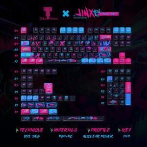 Jinx Keycaps 측면 새겨진 반투명 체리 높이 Pbt Pc Cities War Graffiti For Aula F75 키보드 키캡