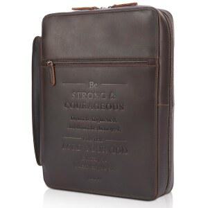 Compalo 풀 그레인 가죽 성경 커버 휴대용 책 케이스 교회 가방, YKK 지퍼가 달린 프로텍터, 남성 및 여성을 위한 종교 선물