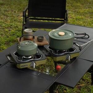 휴대용 캠핑 버너 접이식 더블헤드 스토브 가스 2구