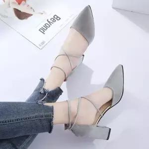 여성 스트랩 펌프스힐 세무 스틸레토 발목 구두 슈즈 스트랩샌들힐