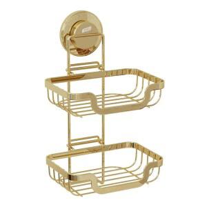 테일리 더블 레이어 비누 홀더, 샤워 월용 바 접시 흡입 컵, 욕실용 배수 세이버 트레이, 욕조용 방청 스테인리스 스펀지 주방, 드릴 프리, 골드