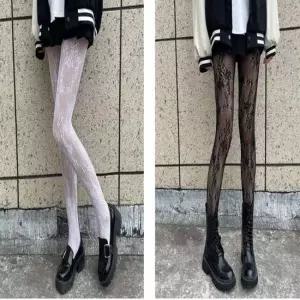 2컬러 꽃덩굴 패턴 스타일리시한 망사 팬티스타킹