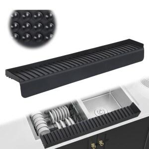 실리콘 수도꼭지 스플래시 가드 4인치 x 30인치, 물받이 매트, 주방, 욕실, 세탁실용 긴 싱크대 쿼츠 주방 싱크대용 농가 블랙