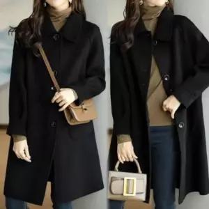 여성 싱글 아우터 울혼방 클래식 겨울 데일리 롱코트