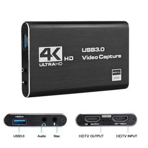 4K USB 3.0 비디오 캡처 카드 OBS 게임 라이브 용 HDMI 1080P 60fps HD 레코더 그래버