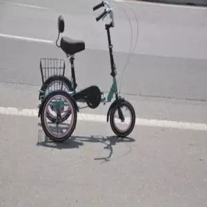 프리미엄 성인 전동 접이식 미니 레드 16인치 세발자전거 배터리형 어른용