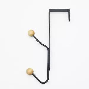 후크 블랙 볼타입 행거 도어 원목문옷걸이 (WFGU75K)