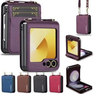 삼성 갤럭시 Z 플립 7 FE 6 5 4 3 크로스 카드 수납 지갑 가죽 케이스 스트랩 끈 포켓 커버