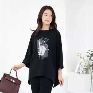 엄마옷 시크라운드 사선 긴팔 블라우스 1GHJ22409 중년여성 마담 60 70대  빅사이즈 할머니