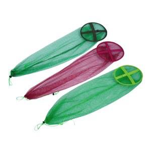 LIOOBO 접이식 어망 메쉬 바구니 세트 내마모 폴리에스테르제 당기는 줄 부착 어군 보호용 낚시 초보자용 야외 낚시용 일시 물고기 유지용 3개입