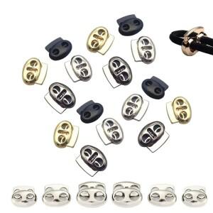 10Pcs 트윈 홀 4mm-5.5mm 금속 스토퍼 코드 잠금 콩 Drawstring 토글 클립 의류 신발 끈 스포츠웨어 버튼 A