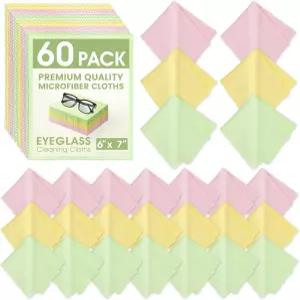안경용 60팩 극세사 청소포 스크린용 6x7인치 프리미엄 렌즈 카메라 안경 휴대폰 LCD TV 화면 핑크 그린