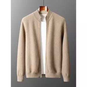 남성패션 폴라 니트 추동 100% 순모 가디건 반 하이넥 집업 리버시블 울 아우터 스웨터 DL4
