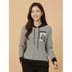 [꼼빠니아]스트라이프 후드 티셔츠-CW22KL0302152A