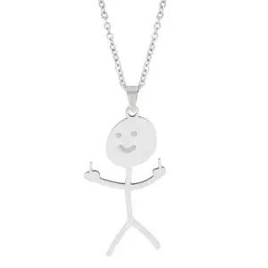 [오너클랜]WL 킹받는 졸라맨 목걸이 우정 웃긴 선물 실버