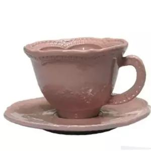 까사레이스 커피잔 도자기 찻잔 홈 카페 핑크 커피잔